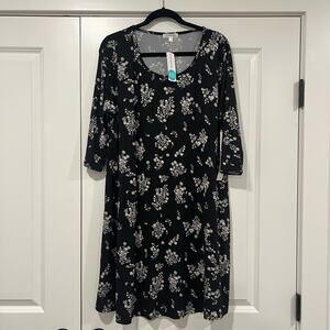 NWT Women's Nine Britton‎ Stitch Fix Dress Black with White 1X Plus